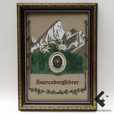 Знак "Горный проводник Вермахта" оформленный в багет