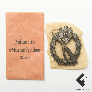 Пехотный штурмовой знак в бронзе (клеймо JFS) в пакете