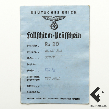  "Fallschirm-Pr&#252;flcheum"    Rz 20