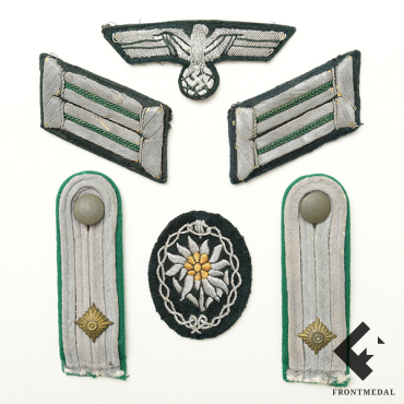 Петлицы, погоны, нагрудный орел и нарукавный знак Эдельвейс